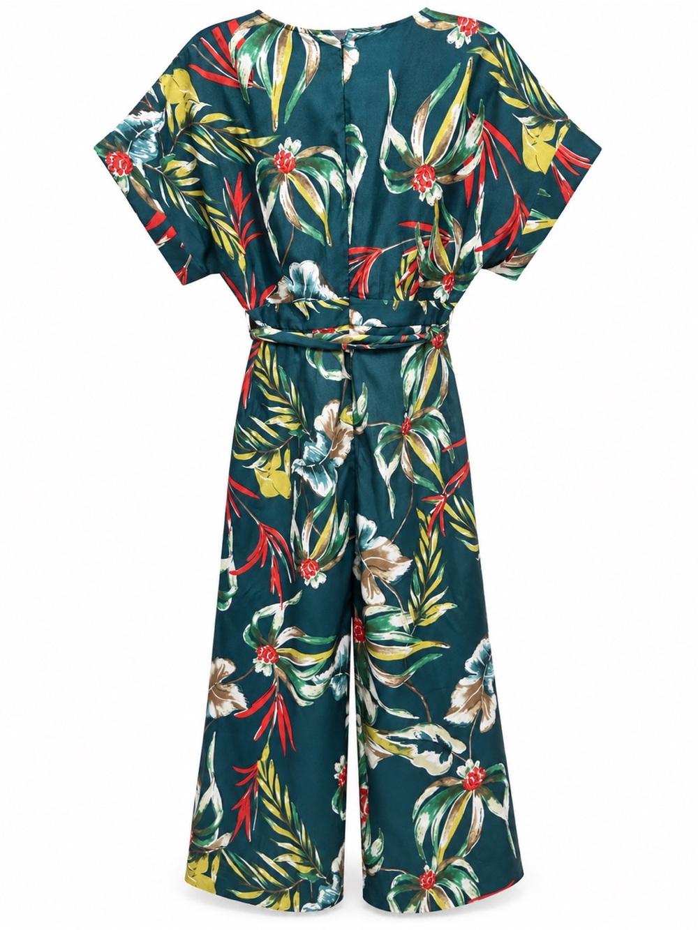 WD.NY Teal Floral Midi Dress with Red & Yellow Accents